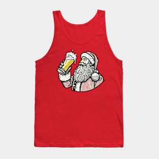 Santa Drinking a Holiday Beer Tank Top